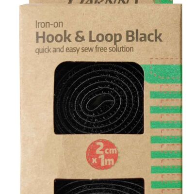 HOOK & LOOP TAPE Black, 2cm x 1meter Iron On Hoop & Loop Tape, Black Iron On Hook & Loop Tape, Cut-to-length Hook & Loop Tape