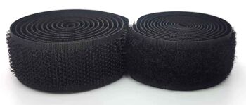 HOOK & LOOP TAPE Noir, 2 cm x 1 mètre de fer sur cerceau et boucle, fer noir sur crochet et boucle, ruban auto-agrippant coupé à la longueur 2