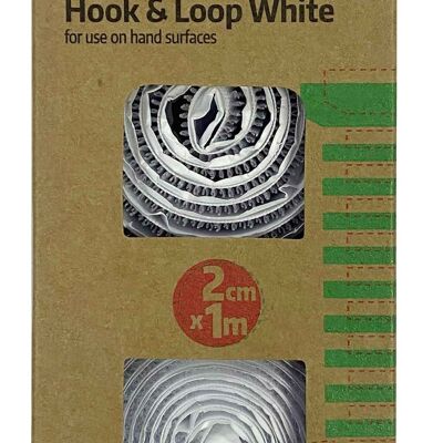 HOOK & LOOP TAPE White, Stick On Hook & Loop Tape, 2cm x 1meter White Stick On Hook & Loop Tape, No Sew Hook & Loop Tape in White