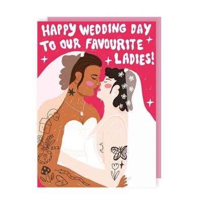 Favourite Ladies Bride Congratulations LGBTQ+ Wedding Card Pack of 6
