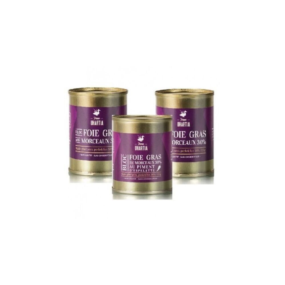 SURTIDO 3 BLOQUES DE FOIE GRAS con trozos 30%