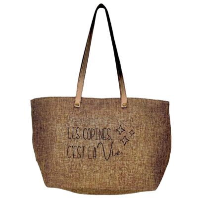 Mademoiselle-Tasche, Girlfriends are life, glitzernde Jute