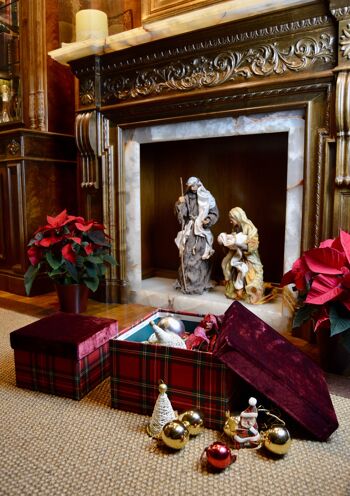 Boîte décorative en velours et tissu carreaux écossais - Noël d'hiver 3