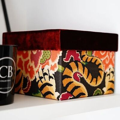 Decorative Box in Velvet and exotic fabric printed
