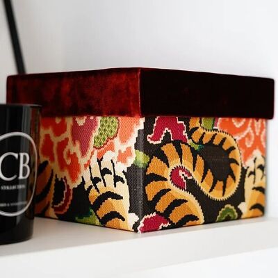 Decorative Box in Velvet and exotic printed fabric