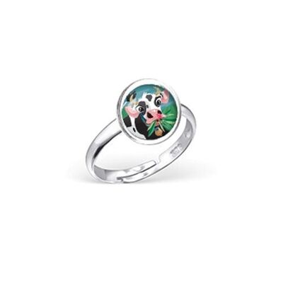 Adjustable Silver Children's Ring - Cow