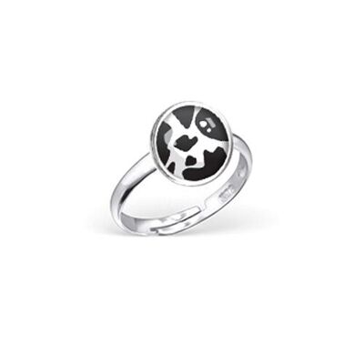 Adjustable Silver Children's Ring - Cowhide