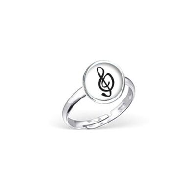 Adjustable Silver Children's Ring - Treble Clef