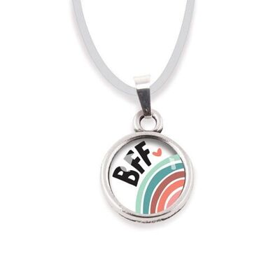Children's Necklace Silver surgical stainless steel - BFF White
