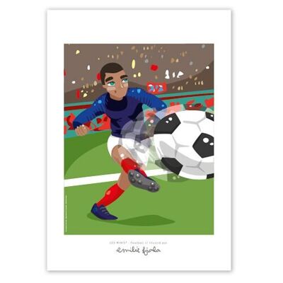 Dekoratives Poster A4 Kind Junge – Fußball