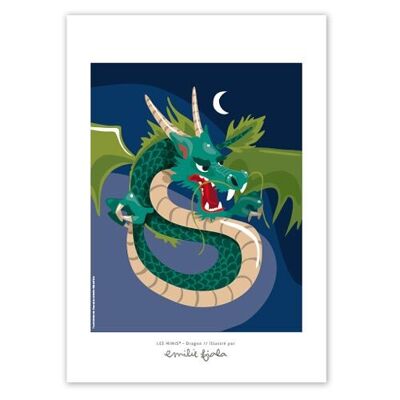 Dekoratives Poster A4 Kind Junge - Drache