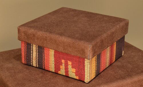 Decorative box in Ethic style fabric and leatherette