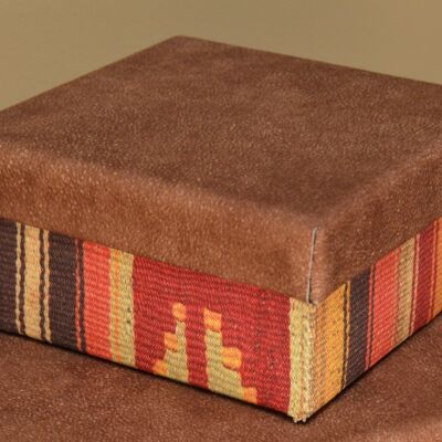 Decorative box in Ethic style fabric and leatherette