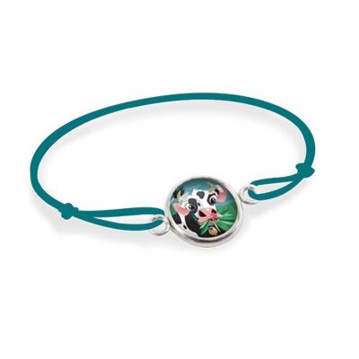 Pulsera Infantil Cordón Plata Acero inoxidable quirúrgico ajustable - Vaca