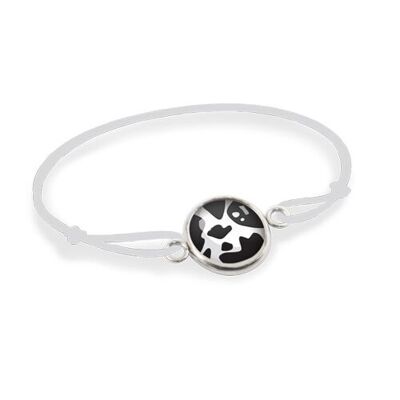 Children's Cord Bracelet Silver surgical stainless steel adjustable - Cowhide