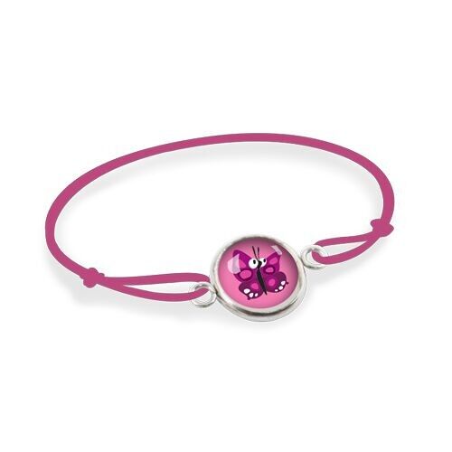 Bracelet Cordon Enfant Argent acier chirurgical inoxydable réglable - Papillon