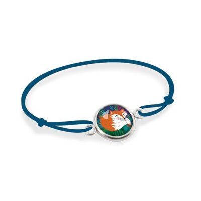Children's Cord Bracelet Silver surgical stainless steel adjustable - Fox