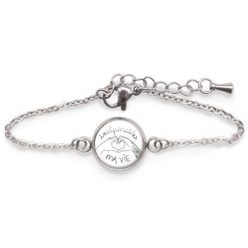 Bracelet Gourmette Enfant Argent acier chirurgical inoxydable - Inséparables Blanc