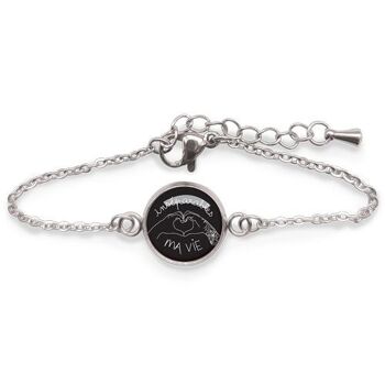 Bracelet Gourmette Enfant Argent acier chirurgical inoxydable - Inséparables Noir 1