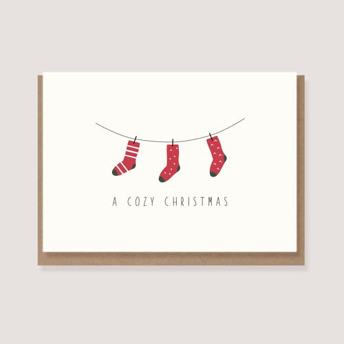 Klappkarte mit Umschlag - "Socken - a cozy christmas"
