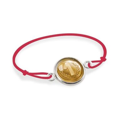 Bracelet Cordon Enfant Garçon Argent acier chirurgical inoxydable réglable - Médaille