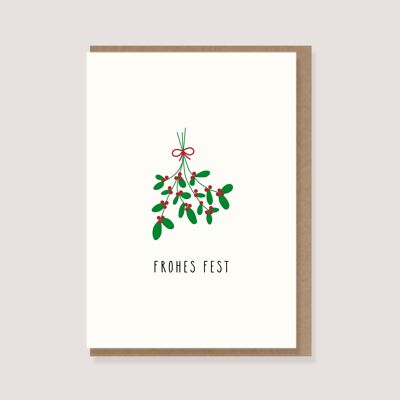Folding card with envelope - "Mistletoe - Happy Holidays"