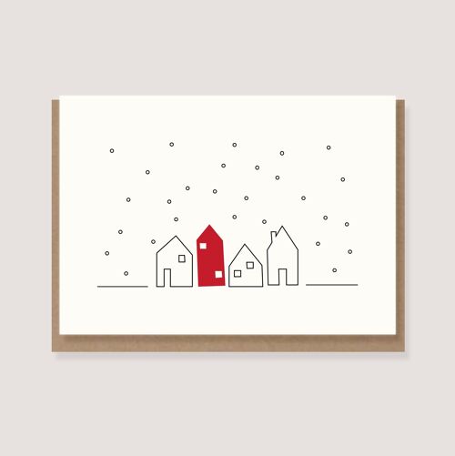 Klappkarte mit Umschlag - "Häuser im Schnee"
