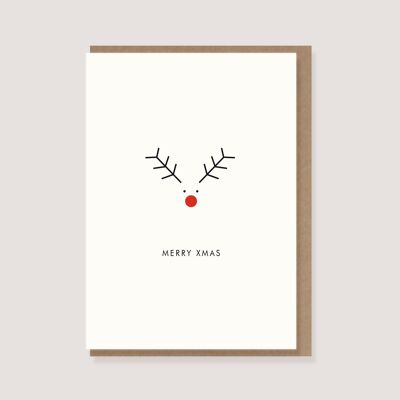 Biglietto pieghevole con busta - "Moose - Merry Xmas"
