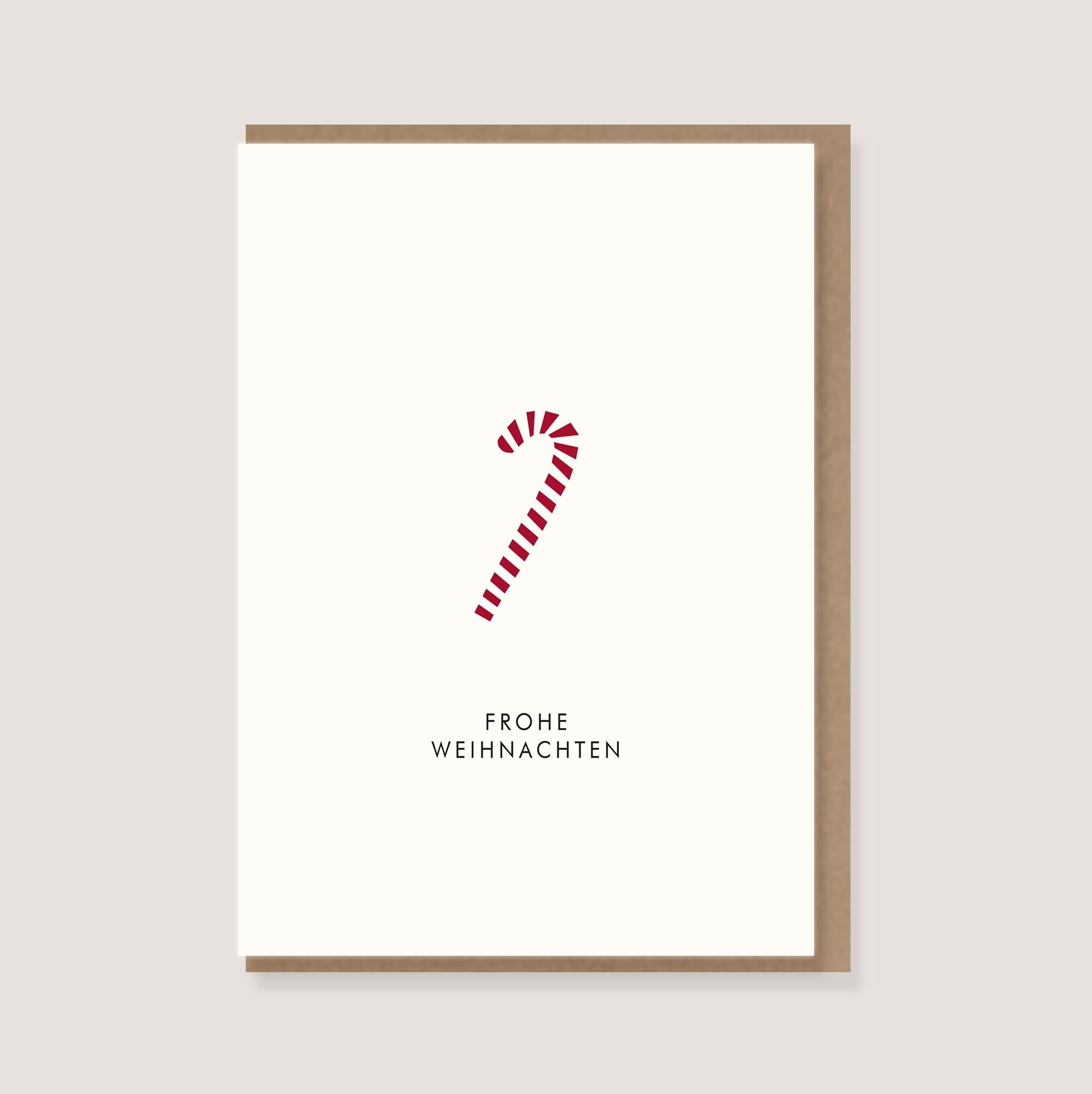 Biglietto pieghevole con busta - "Candy Cane - Buon Natale"