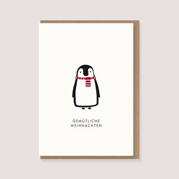Carte pliante avec enveloppe - "Pingouin - Cosy Christmas" 1