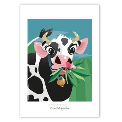 Dekoratives Poster für Kinder im A4-Format – Kuh/Rindsleder