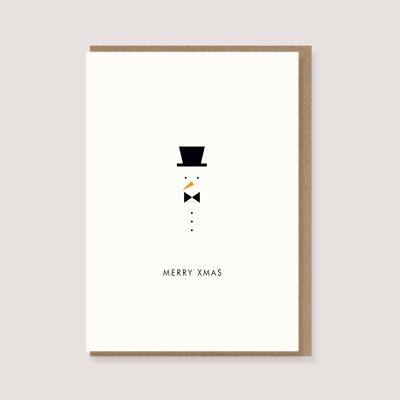 Tarjeta plegable con sobre - "Muñeco de nieve - Feliz Navidad"