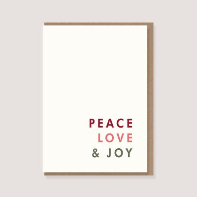 Carte pliante avec enveloppe - "Peace, Love & Joy"