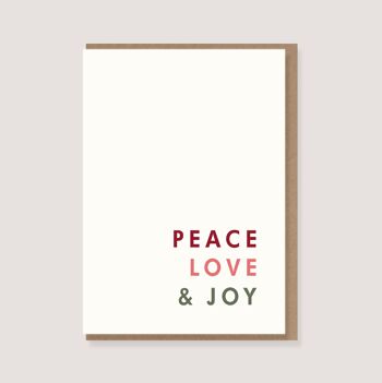 Carte pliante avec enveloppe - "Peace, Love & Joy" 1