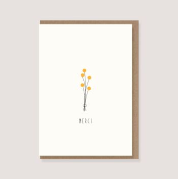 Carte pliante avec enveloppe - "Bouquet de fleurs - Merci" 1