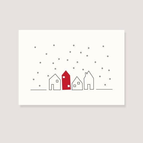 Postkarte - "Häuser im Schnee"