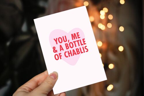 Postcard A6 - You, me & a bottle of Chablis