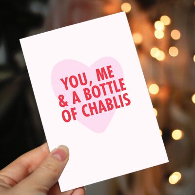 Postcard A6 - You, me & a bottle of Chablis