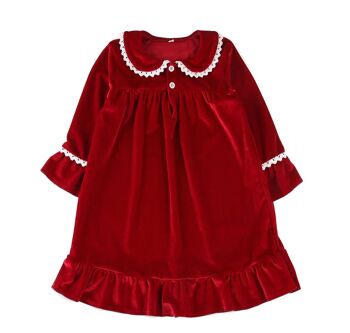 Robe de nuit en velours rouge pour fille 1