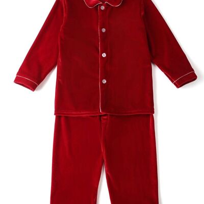 Roter Samt-Pyjama für Jungen