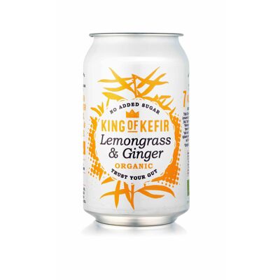 KING OF KEFIR ORGANIC LEMONGRASS & GINGER, 12 X 330ML CANS