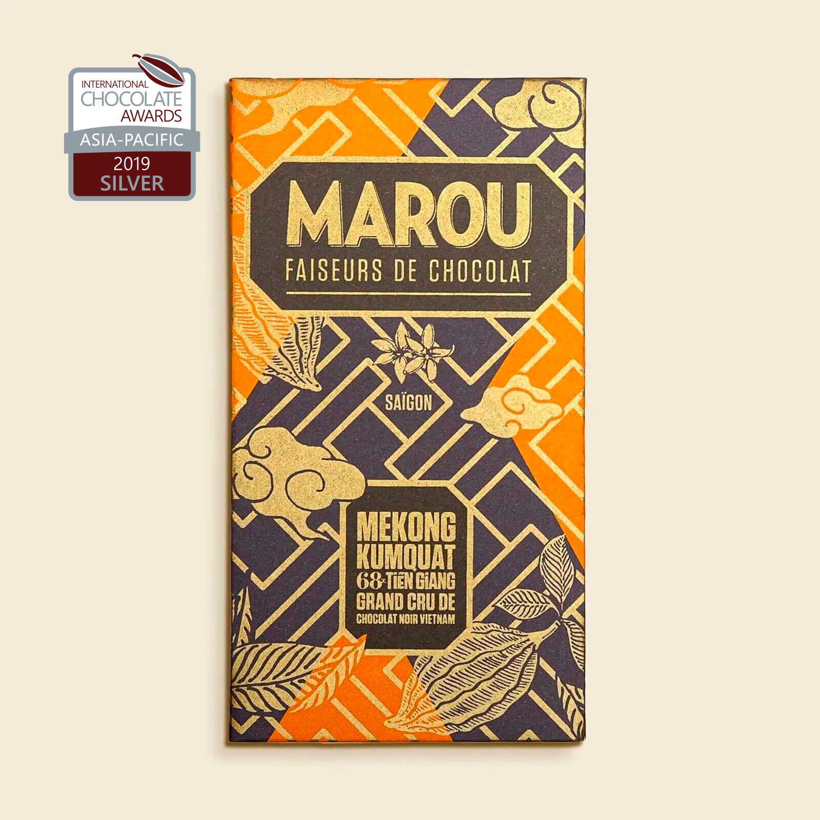 Dark Chocolate Bar 68% Mekong Kumquat – 80 g – Vietnam – Grand Cru Tien Giang