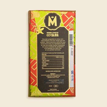 Tablette chocolat noir 69% Ba Ria Gingembre & Citron Vert VIETNAM – 80g 2