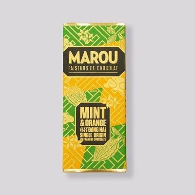 Mini dark chocolate bar Mint & Orange Dong Nai 68% VIETNAM – 24g
