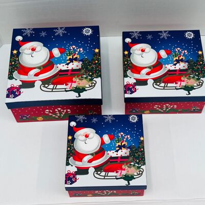 Scatole impilabili 3D di Babbo Natale in slitta