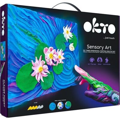 Okto Clay Opera d'arte 3D fai da te con argilla schiuma, ninfee, 10003, 30x40 cm