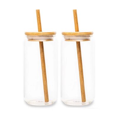 Tasse Libby en verre de canette de bambou de 16 oz (Sublimation ou aucune sublimation)