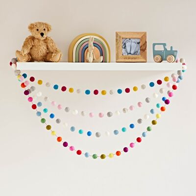 Handmade Multicoloured Felt Ball Garland