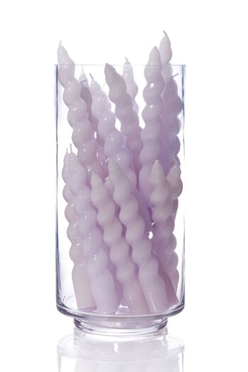 24 bougies coniques individuelles en spirale de 18 cm lilas 2