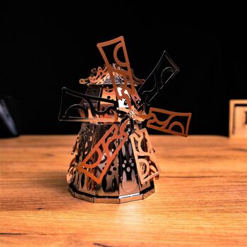 Mystérieux moulin mécanique-électrique, kit de bricolage de moulin à vent, 52 pièces 2